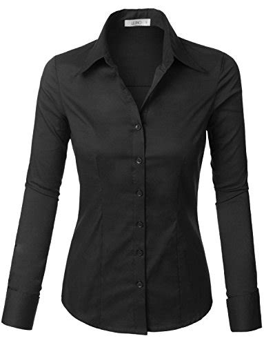 Le3no Womens Roll Up 34 Sleeve Button Down Shirt With Stretch