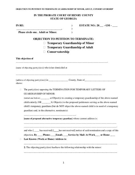 These are the basic instructions on what you will need to file regarding conservatorship of a minor. Objection to petition to terminate guardianship of minor, adult, cons…