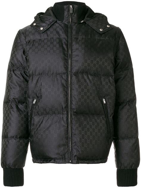 Gucci Synthetic Gg Jacquard Padded Jacket In Black For Men Lyst