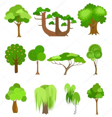 Ilustraciones De Iconos De árboles Vectoriales Simple Estilo De