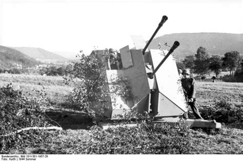 Photo German 37 Cm Flakzwilling 43 Anti Aircraft Gun In Northern
