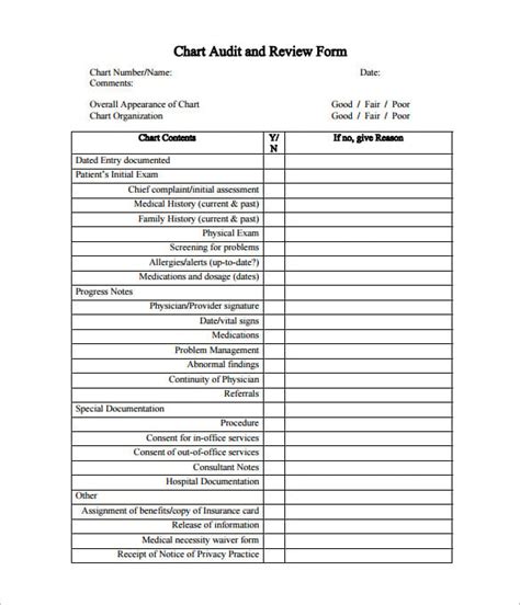 Printable Medical Chart Audit Tool Template Printable Templates Free