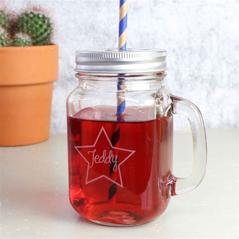 Personalised Mason Drinking Jar With Engraved Star By Lisa Angel Homeware And Ts