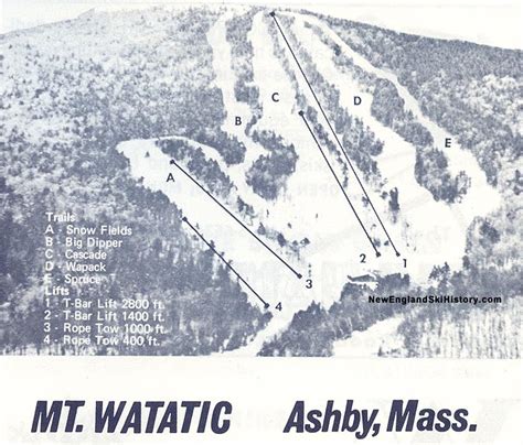 1970 71 Mt Watatic Trail Map New England Ski Map Database