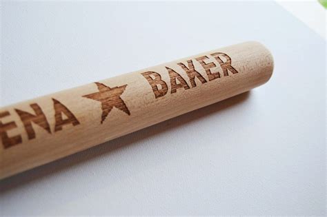 Personalised Engraved Rolling Pin Custom Wooden Rolling Pin Star