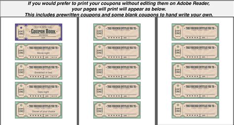 Printable Coupons Retro Tickets Editable Pdf Etsy India
