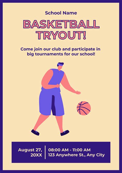 Announcement Of Basketball Tryouts Online Poster A2 Template Vistacreate