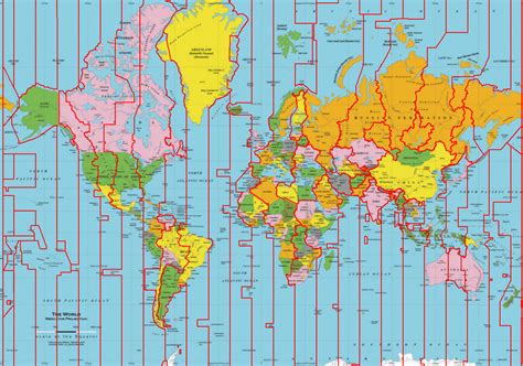 Time Zone Wall Map Of The World Large Ph