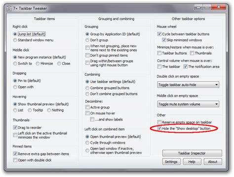 Taskbar Remove Show Desktop Button Next To The Clock In Windows 7
