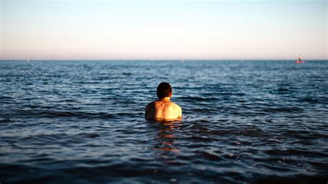 Free Picture Man Standing Swimming Water Ocean