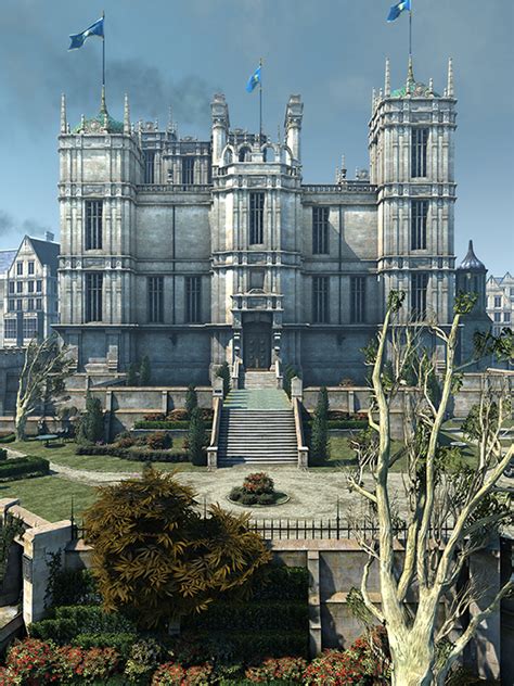 Dunwall Tower Fantasy Landscape Dishonored Anime Scenery