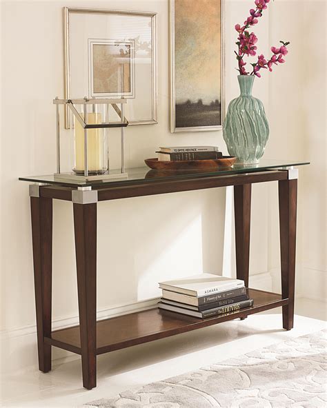 Contemporary Sofa Table with Glass Top by Hammary | Wolf ...