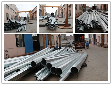 14m 850dan Electrical Galvanized Steel Pole For Power Distribution Line
