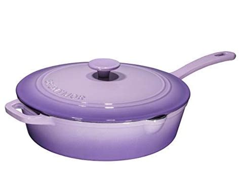 Enameled Cast Iron Skillet Deep Sauté Pan With Lid 12 Inch Superior