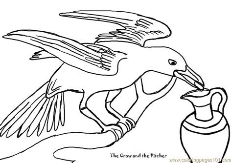Thirsty Crow Coloring Page Sketch Template Sketch Coloring Page
