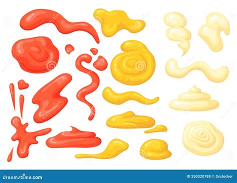 Cartoon Sauce Stains Mayonnaise Stain Sauce Splash American Ketchup