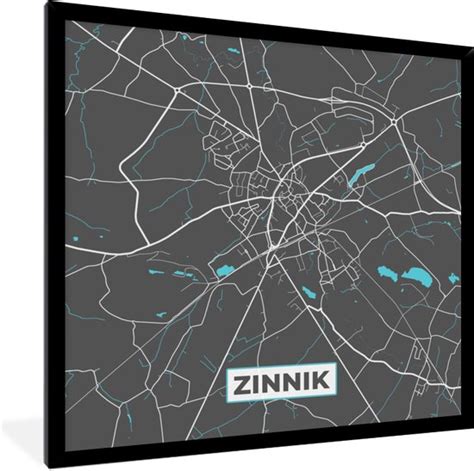 Fotolijst Incl Poster Belgi Zinnik Stadskaart Kaart Blauw Plattegrond Bol Com