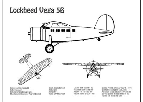 Lockheed Vega 5b Airplane Blueprint Drawing Plans For The Lockheed