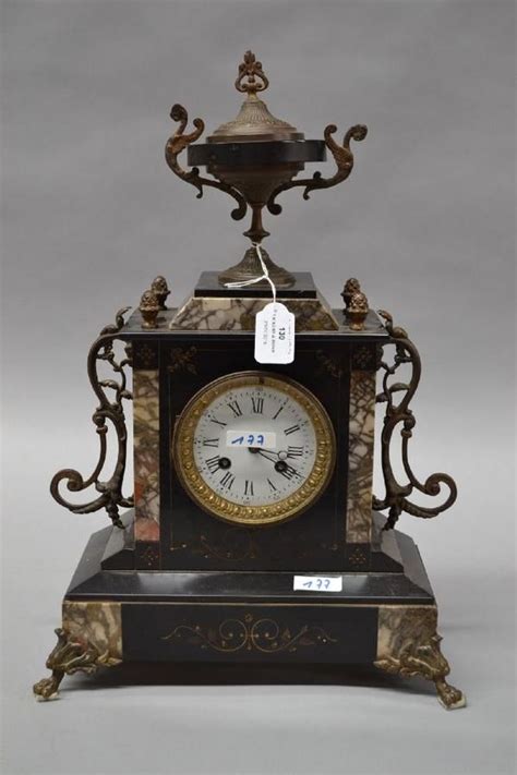 French Black Marble Mantel Clock Antique Clocks Marble And Slate