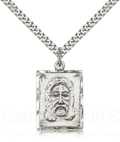 Sterling Silver Jesus Holy Face Necklace