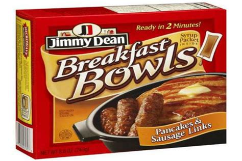 6 Jimmy Dean Breakfast Bowl Pancakes And Sausage Links With Syrup From