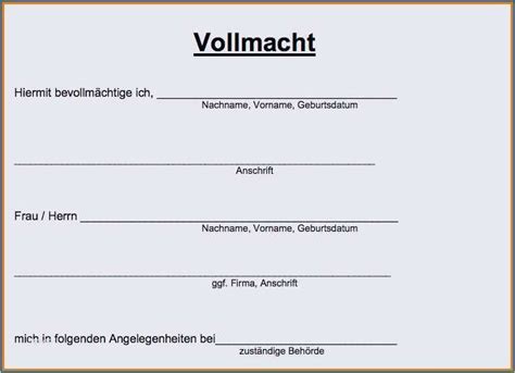 Kfz Anmeldung Vollmacht Vorlage Fabelhaft Inspirierend Vollmacht Kfz