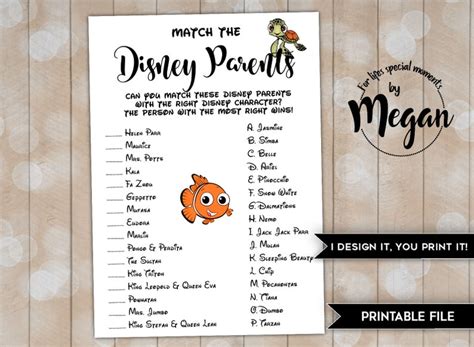 Disney Baby Shower Game Instant Download Made To Match Nemo Etsy
