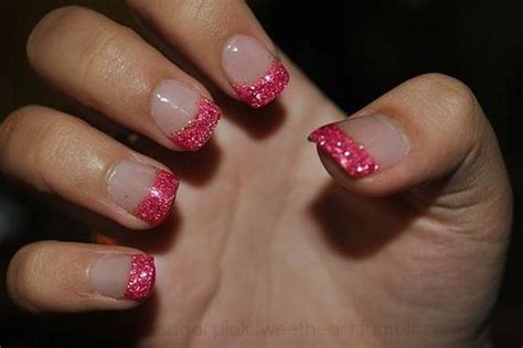 Glitter French Pink Nail Tips Nailshe