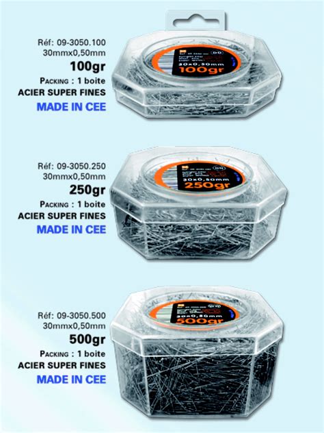 Epingle Acier Super Fine 30mm X 050 Boite De 400 Grammes Aiguilles