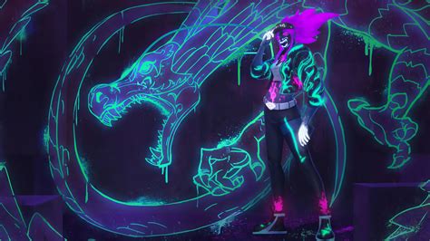 Akali Kda Neon Dragon Lol League Of Legends Lol Wallpaper 4k