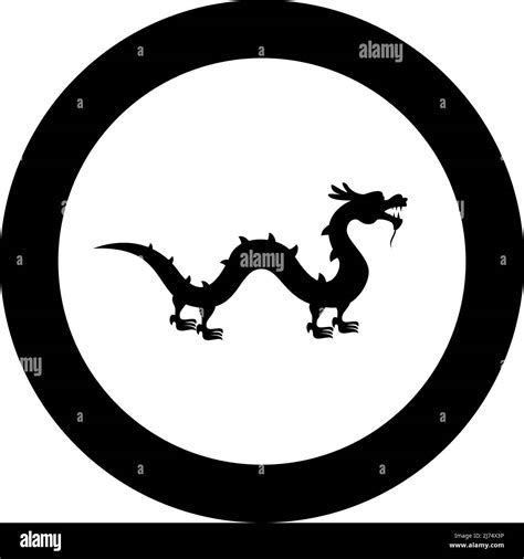 Chinese Dragon Icon In Circle Round Black Color Vector Illustration