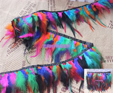 Dyed Rooster Saddle Feathers Fringe Trim 10 15cm Chicken Feathers Ribbon Plume Plumages Rooster