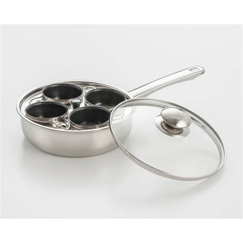 Excelsteel 4 Cup 1810 Stainless Steel Egg Poacher With Nonstick Egg