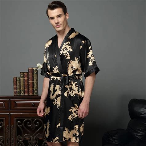 Chinese Dragon Male Silk Robe Pyjama Satin Homme Silk Kimono Men Man Bathrobe Silk Robe For Men