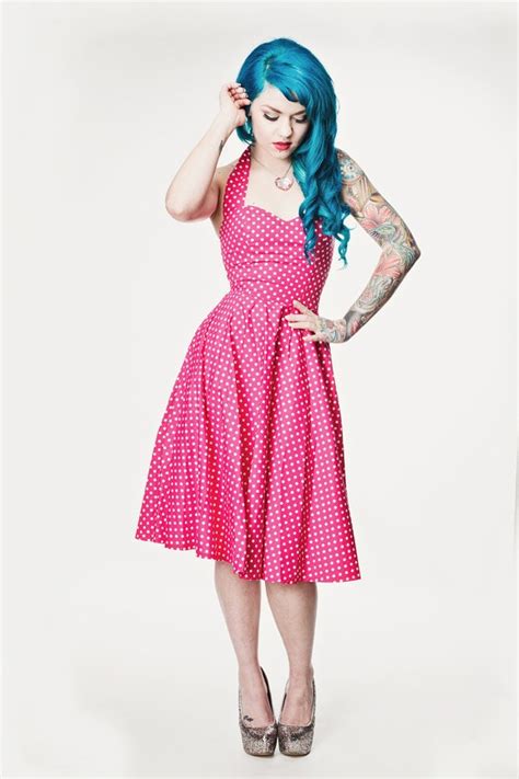 Pink Polka Dot Rockabilly Dress Pin Up 50s Style