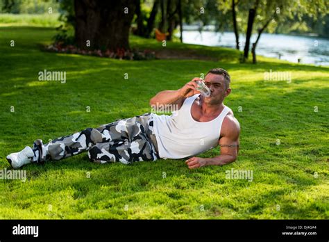 Man Drinking Water After Exercise Stock Photo Alamy