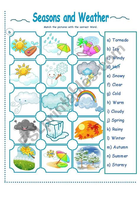 Seasons And Weather Activity Esl Worksheet By La Luna Seasons