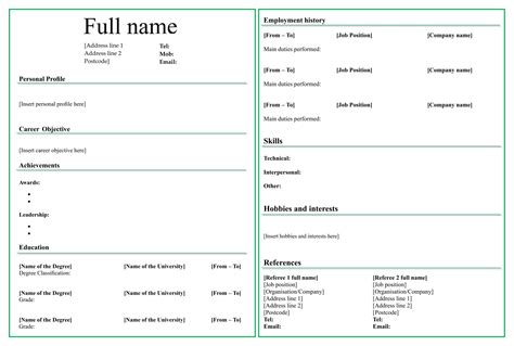 Printable Fill In Blank Resume Printable Jd