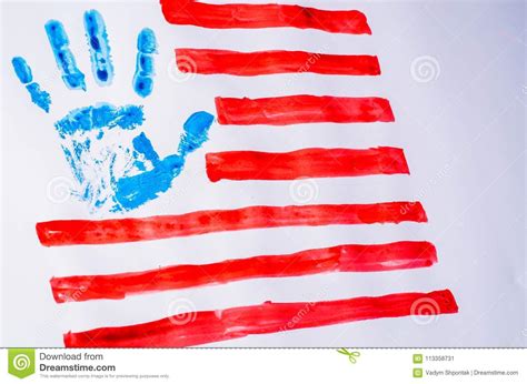 Flag Of The Usa Hand On A White Background Stock Image Image Of