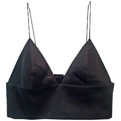 BLACK SATIN CROP TOP Liked On Polyvore Featuring Tops Crop Top Satin Crop Tops And Satin