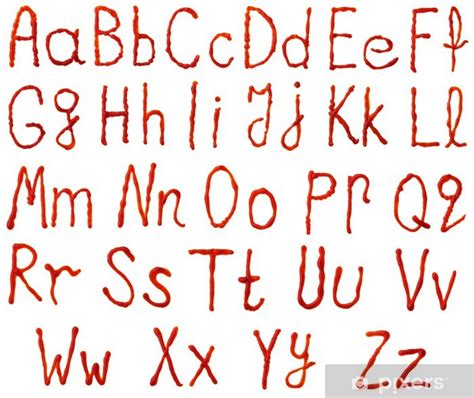 Fotobehang Alfabet Letters Gemaakt Van Tomaat Ketchup Pixersbe