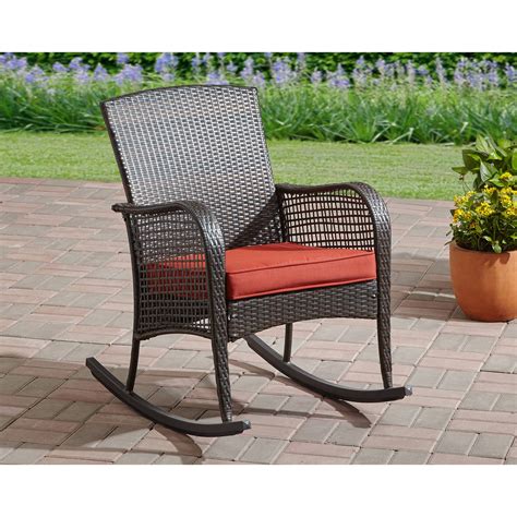 Provide ample seating with outdoor sectional sofas and chairs. Mainstays Cambridge Park Wicker Outdoor Rocking Chair ...