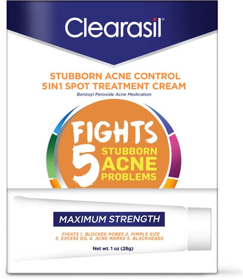 Clearasil Stubborn Acne Control 5in1 Spot Treatment Cream 1 Oz