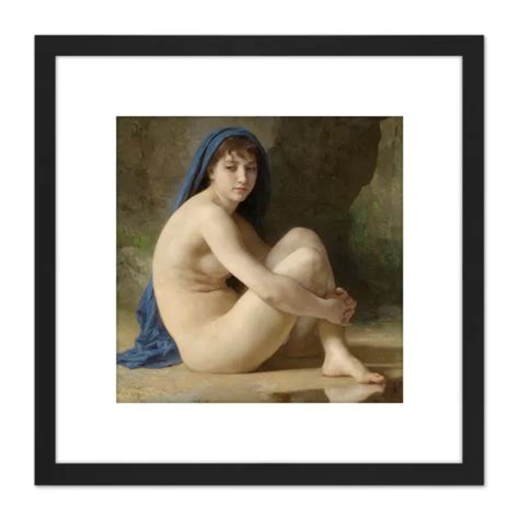 William Adolphe Bouguereau Seated Nude Painting Square Framed Wall
