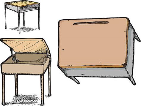 Drawing Of Old Metal School Desk Illustrations Royalty Free Vector