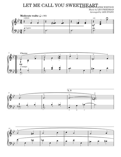 Let Me Call You Sweetheart Sheet Music For Piano By Beth Slater Whitson Official