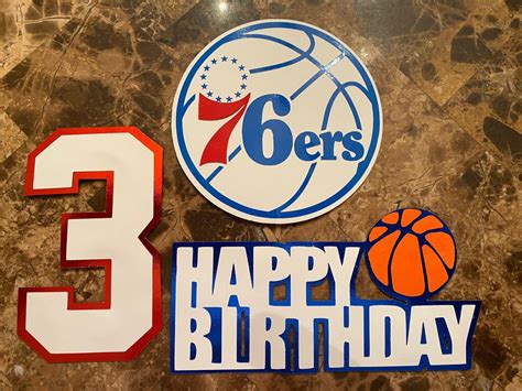 Custom Lakers Or Sixers Birthday Cake Topper Set Etsy