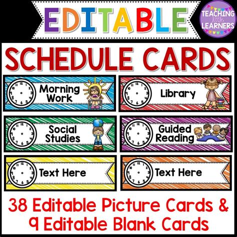 Schedule Cards Editable Schedule Cards Preschool Schedule Sped