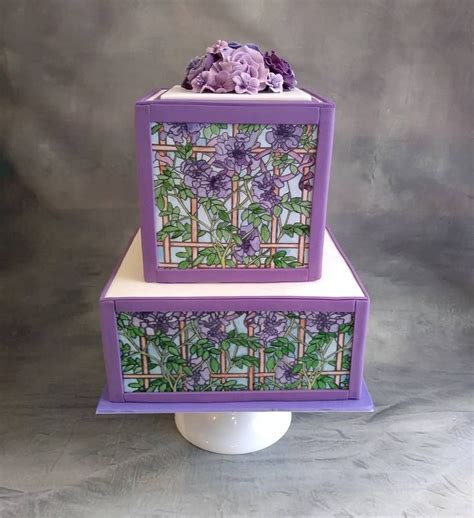 Purple And Green Stained Glass Wedding Cake Beautiful Stencil From The