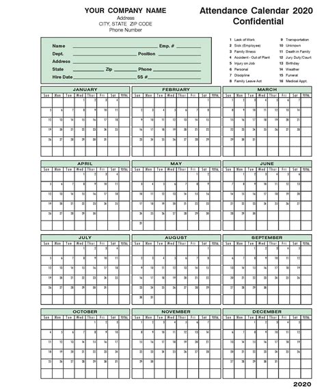 Printable 2023 Attendance Calendar Printable Blank World